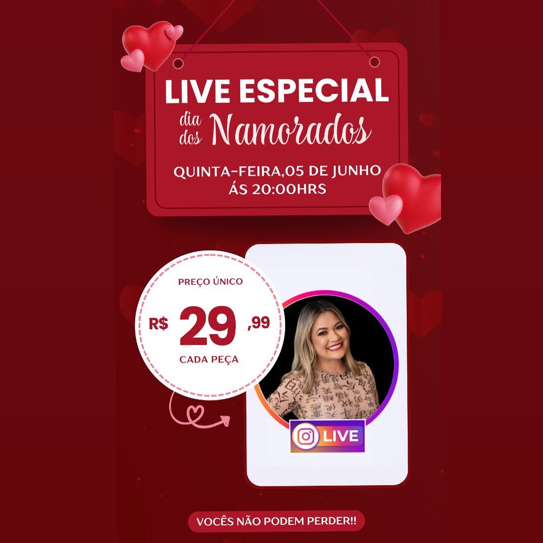 Hellowww migas !!
Que tal uma linda joia em prata ou uma semi joias para curtir com o mozão esse dia dos namorados !!💘
Isso mesmo ….Preparamos uma Live mega especial recheada de novidades em celebração ao dia dos namorados !!
Então amiga anota aí dia 05/06 às 20:00hrs temos um encontro marcado !!
Esperamos por vocês !!